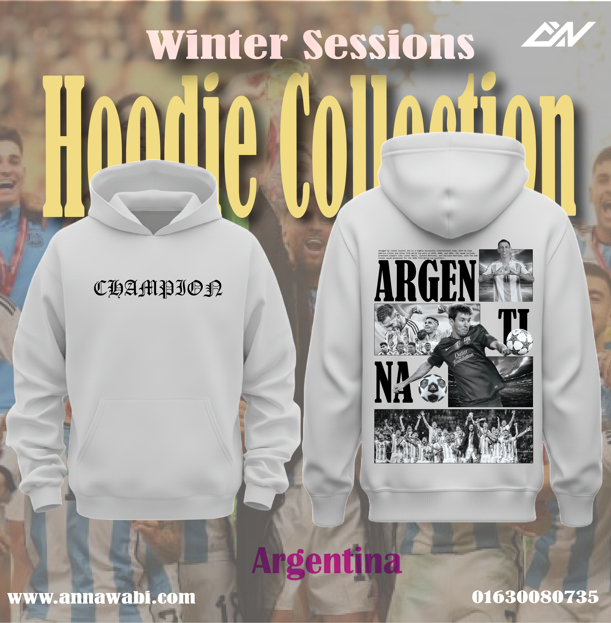 Argentina Champions Edition (Messi & Di Maria Tribute) - Premium Hoodie